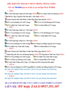 Bài tập Tiếng Anh 9 - Tập 1 (Có đáp án)  -Mai Lan Hương